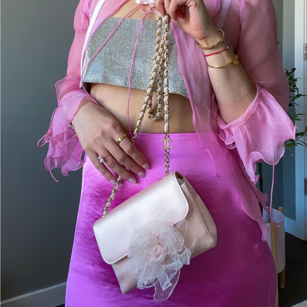 Chanel Camellia Satin Bag
